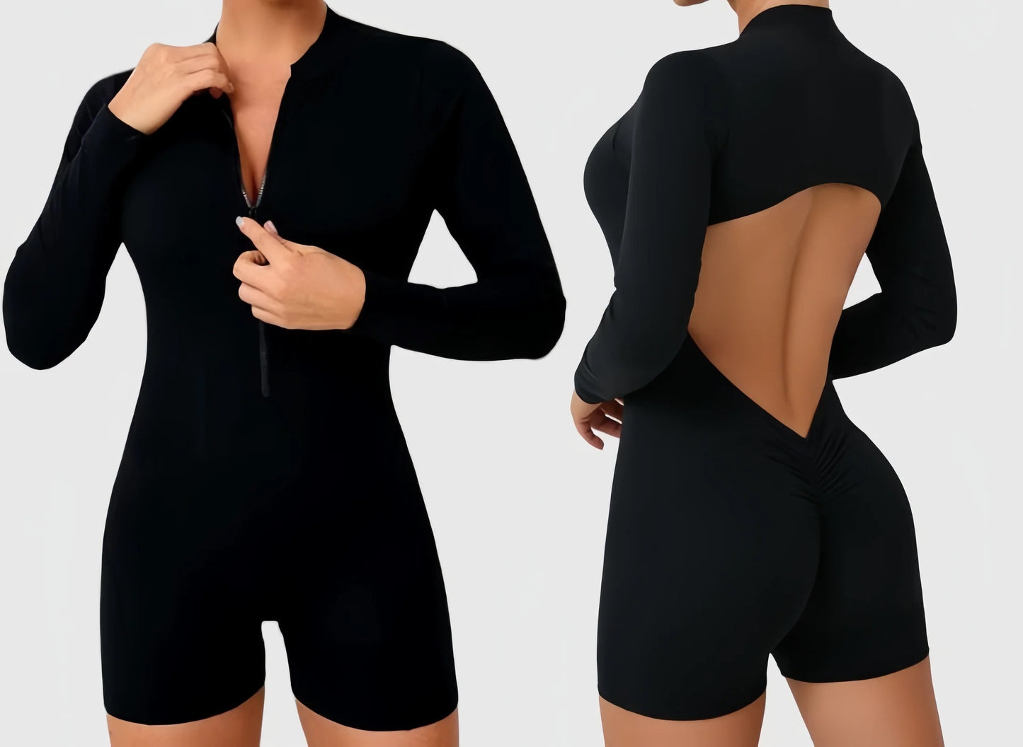 Enterizo zipper sleeve short