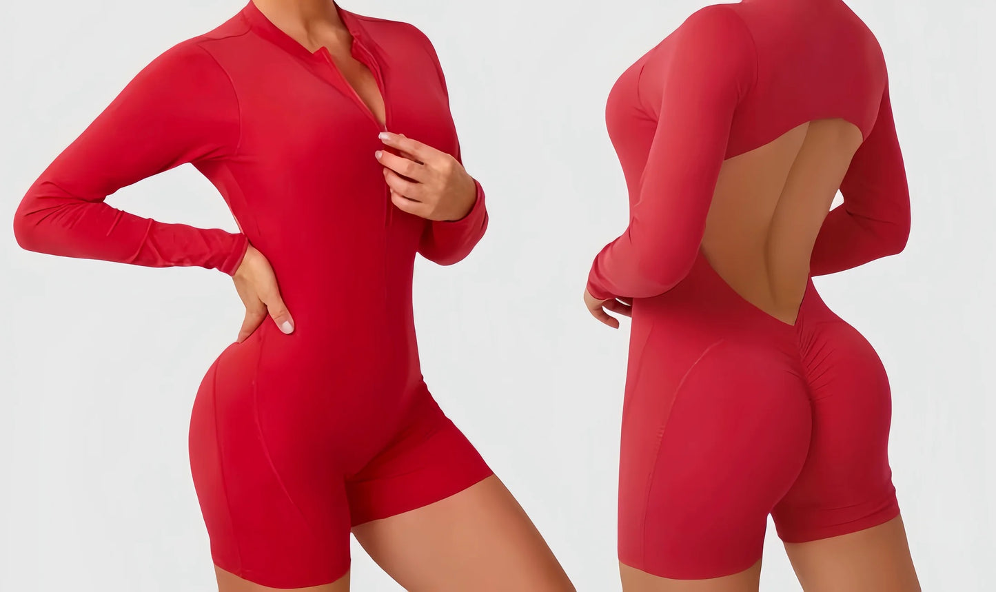 Enterizo zipper sleeve short
