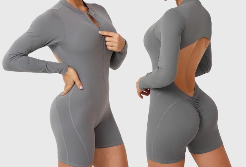Enterizo zipper sleeve short