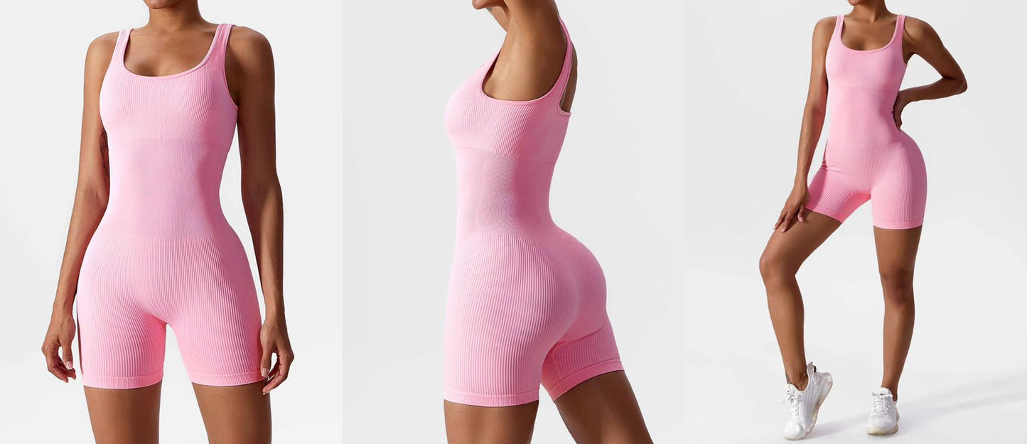 Solid color short jumpsuit