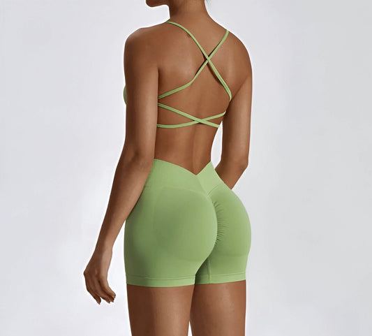 Strip top and Push Up shorts set Unicolor