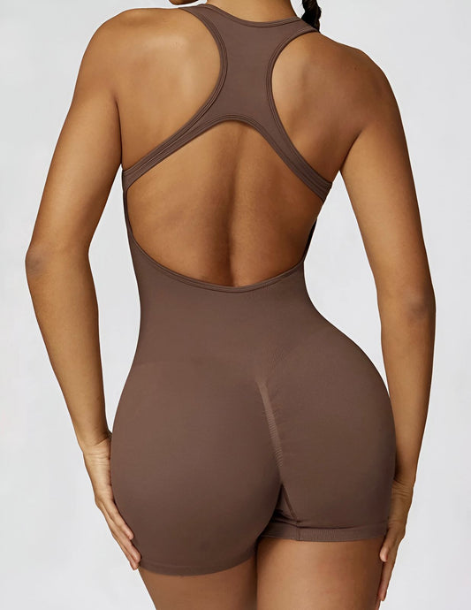 Jumpsuit with short strips in one color Push Up