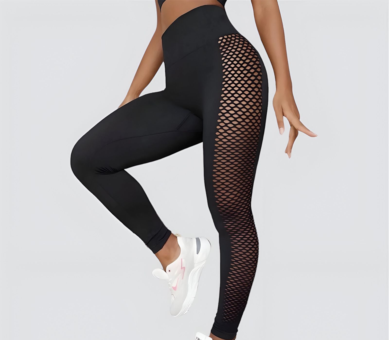 Solid Side Mesh Push Up Legging Strong Woman