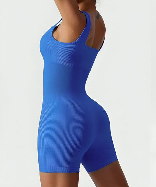 Solid color short jumpsuit